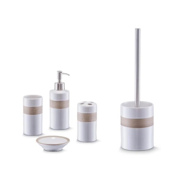 Ensemble Distributeur Savon avec Brosse WC Chic en Céramique