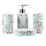 Ensemble distributeur savon 4 Pièces D'accessoires de Salle de Bain Circles en Céramique