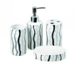 Ensemble distributeur savon 4 Pièces D'accessoires de Salle de Bain Liner en Céramique – Image 2