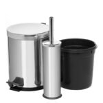 Ensemble poubelle a pédale et brosse de salle de bain en inox – Image 2