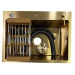 Evier de Cuisine Sanilum Irma Doré en Inox 55x45cm – Image 6