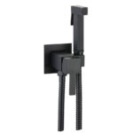 Kit WC Mitigeur et tuyau flexible Noir Mat moderne Carré laiton – Image 4