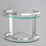 Meuble 2 Étagère pour Salle de Bain de Coin en Verre et Aluminium Ishura – Image 5