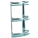 Meuble 3 Étagère pour Salle de Bain de Coin en Verre et Aluminium Ishura – Image 6