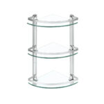 Meuble 3 Étagère pour Salle de Bain de Coin en Verre et Aluminium Ishura – Image 2