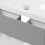Meuble Salle de Bain gris Élégant avec Lavabo et Miroir – Image 12