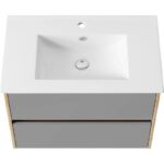 Meuble Salle de Bain gris Élégant avec Lavabo et Miroir – Image 6