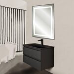 Meuble Salle de Bain noir avec Lavabo et Miroir à led – Image 4
