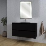 Meuble Salle de Bain noir avec Lavabo et Miroir à led