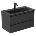 Meuble Salle de Bain noir avec Lavabo et Miroir à led – Image 5