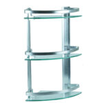 Meuble 3 Étagère pour Salle de Bain de Coin en Verre et Aluminium Ishura – Image 5