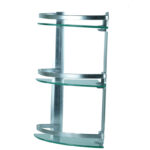 Meuble 3 Étagère pour Salle de Bain de Coin en Verre et Aluminium Ishura – Image 4