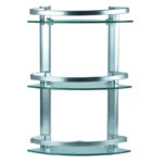 Meuble 3 Étagère pour Salle de Bain de Coin en Verre et Aluminium Ishura