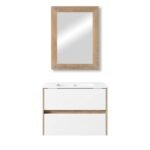 Meuble Salle de Bain blanc Élégant avec Lavabo et Miroir – Image 3
