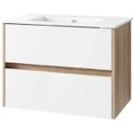Meuble Salle de Bain blanc Élégant avec Lavabo et Miroir – Image 6