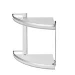 Meuble 2 Étagère pour Salle de Bain de Coin en Verre et Aluminium Ishura – Image 3