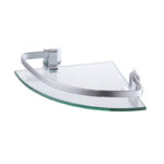 Meuble 3 Étagère pour Salle de Bain de Coin en Verre et Aluminium Ishura – Image 3