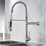 Mitigeur de cuisine Flexible Double robinets Chrome moderne – Image 3