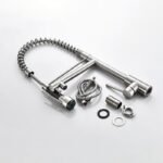Mitigeur de cuisine Flexible Double robinets Chrome moderne – Image 9