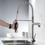 Mitigeur de cuisine Flexible Double robinets Chrome moderne – Image 2