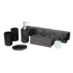 Pack Salle de Bain 6 Accessoires en Ceramique Noir Seya