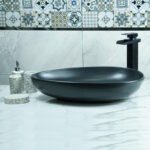 Vasque à poser Ovale Noir Mat en Céramique