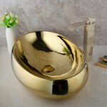 Vasque à poser Sama Ovale Doré en Céramique – Image 3