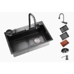 évier de cuisine piano inox 304 avec robinet cascade – Image 9